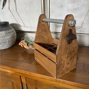 Wooden Caddy with Metal Handle